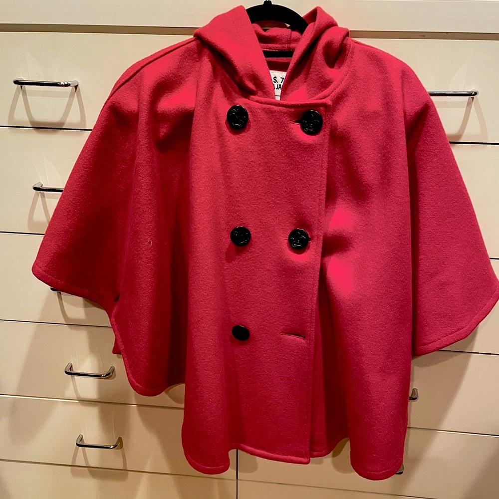 Red Pea Coat Cape